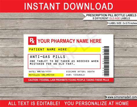 Free Printable Blank Prescription Label